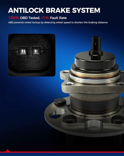 Beefed Up Rear Wheel Bearing And Hub Assembly Direct Fit For Lexus ES350 ES300h 2019 2023 Toyota Avalon 2019 2022 Camry 2018 2024 FWD CHR 2020 RAV4 2019 2020 With 5 Lugs And ABS Replacement 4245006090 showing close-up of antiskid sensor