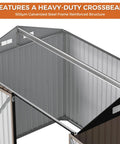 Interior view 8x6Ft Outdoor Storage Shed With Clear Windows, Lockable Doors, Breathable Vent, Metal Garden Tool Shed, brown