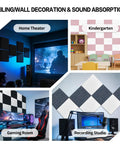 High Density Acoustic Absorber Panels 6 Pack 16 By 12 Inch Soundproofing Wall Tiles in home theater, kindergarten, gaming room, recording studio.