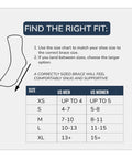AirSelect Standard Walking Boot With Customizable Aircells size chart for correct shoe size matching, XS to XL