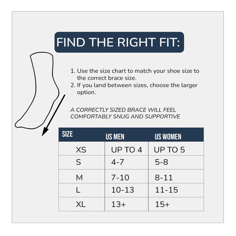 AirSelect Standard Walking Boot With Customizable Aircells size chart for correct shoe size matching, XS to XL