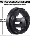 100 Pack Three Eighth Inch Button Connectors For Non Metallic NM Cable Push In Quick Install Fits One Half Inch Knockouts Black Plastic Electrical Junction Box Wire Bushings Snap In Conduit Fittings, 25 mm