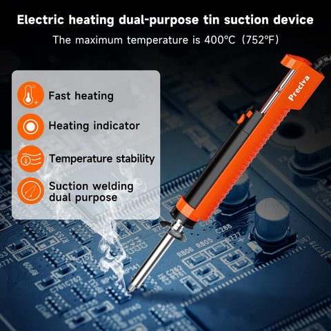 Electric Desoldering Pump Solder Sucker For Through Hole PCBs Portable Desoldering Gun With 110V Vacuum Button shown on PCB