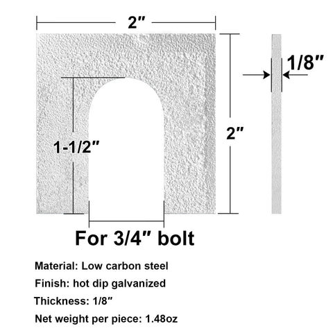 20 Pack Rock Solid Horseshoe Shim Washers 2 X 2 Inch Hot Dip Galvanized Steel Spacers One Eighth Inch Thick For Three Quarter Inch Bolts Built Tough Workshop Staple And No Fuss Hardware