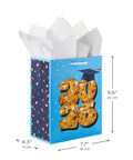 Medium Year Dated Graduation Gift Bag With Tissue Paper Blue Gift Bag Featuring Class of 2026 With Gold Disco Ball And Stars