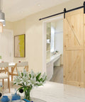 No Fuss 6.6 Foot Sliding Barn Wood Door Hardware Kit with Premium Carbon Steel Track System in modern room