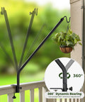 Dang Sturdy Telescoping Deck Rail Hook Adjustable From Twenty Seven To Thirty Nine Inches quick snap clamp mounted with plant basket.