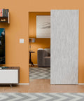 Installed Soft Close Concealed Door Hardware Kit With Hidden Sliding Track For 31 To 43 Inch Doors in a modern living room