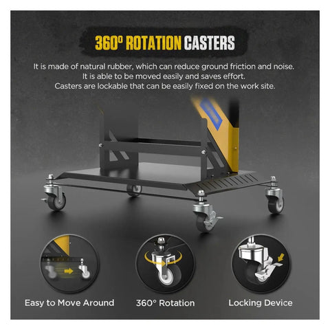 Three Tier Rolling Tool Cart On Wheels With Lockable Casters Heavy Duty Workshop Toolbox Storage showing casters and locking system