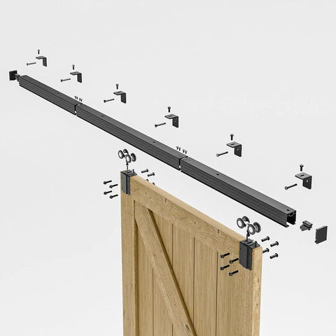 6.6Ft Box Rail Sliding Barn Door Hardware Kit Aluminum Alloy Wall Mount Heavy Duty Smooth Glide With Ball Bearing Rollers 330Lb Capacity Fits 1 Inch To 1 3 Quarter Inch Door Thickness Max Opening 35.4 Inches For Single Doors