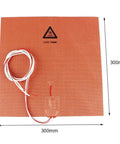 Beefed Up Silicone Heated Bed Mat For 3D Printers 120V 750W With NTC 100K Thermistor No Hole 300x300mm 12x12 In Keeps Heat Even