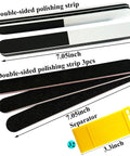 Double-sided polishing strips and yellow separator from 32 Piece DIY Model Tool Kit For Dollhouse Miniatures And Hobby Building.