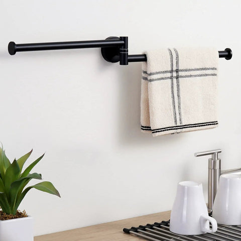Swivel Towel Bar 9 Inch Two Arm Wall Mount Towel Rack, No Fuss Space Saving Stainless Steel Holder With Brushed Finish, Heavy Duty