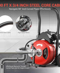 Super Heavy Duty Sewer Snake Machine Equipped With 100 Feet Of Rugged Cable And A Badass 750 Watt Motor designed to rip through 90-degree pipes.