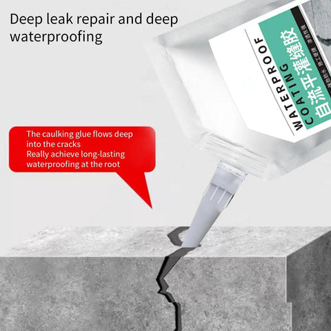 Ultra Tough Fast Dry Crack Sealant And Concrete Bonding Agent applied to cracked concrete surface for repair and waterproofing