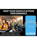 Family in car with 16mm Oil Drain Plug Gaskets Crush Washers For Leak Proof Sealing Pack Of 15 displayed on right.