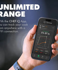 Smart Wireless Meat Thermometer With Two Ultra Thin Probes, WiFi Remote Range, Heat Safe To 1000F, Five Sensors No Guesswork For Maximum Accuracy, Real Time Temps, Rest Reminders, Guided Cooking For Grill, Oven, Smoker And Air Fryer app screen in hand