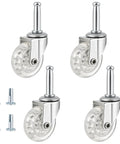 Bulletproof Two Inch Swivel Caster Wheels With No Sweat Mounting Sockets Crystal Clear Smooth Ride Furniture Casters set of four.