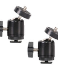 Hot Shoe Mount Adapter With 360 Degree Swivel Mini Ball Head And 1/4 Inch Screw, 2 Pack for DSLR Cams, GoPro, Tripods