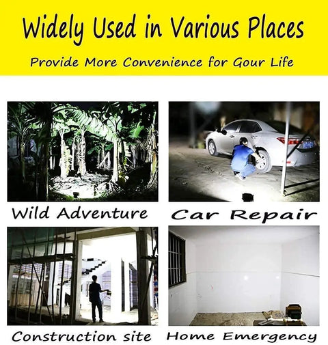 Spot Lighting Led Floodlight 500W 5000Lm Rechargeable Led Work Light in use for wild adventure and car repair.