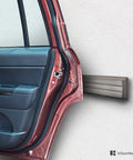 Heavy Duty Wall Guard Protectors And Bumpers For Garage Parking Spots Workshop Doors Hella Tough Rubber Foam Impact Shield Dark Grey 16 Inch 2 Pack, shown on a wall beside an open car door.