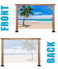 Front and back view of Custom Design Patio and Gazebo Backdrop Screen With UV Resistant PVC Sun Shade And Dope HD Color Printed Shade Cloth Cover For Backyard Balcony Outdoor Garden