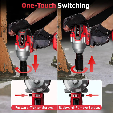 Cordless Impact Wrench 650 Nm High Torque One Half Inch Drive With Two 4.0Ah Batteries, Brushless Electric Impact Gun in use