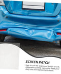 Image showing a blue car with a damaged bumper and an inset close-up of Two Piece Car Bumper Repair Mesh for Welding and Quick Crack Fixes.