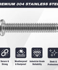 Built Like A Tank 304 Stainless Steel Torx Security Machine Screws 1/4-20 By 1 Inch Full Thread Button Heads close-up view.