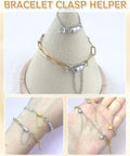 8 Piece Magnetic Bracelet Clasp Set With Safety Chain No Slip Gold And Silver Extender Converter Magnetic Clasps displayed on stands