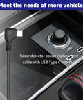 USB C To RJ11 Power Cord For Radar Detectors And Car Chargers 3.3 Foot Cable With PD 3.0 And 2.0 Support shown in car interface