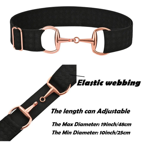 1.5 Inch Equestrian Elastic Belt For Women With Snaffle Bit Buckle Adjustable Horseback Riding Belt In Black