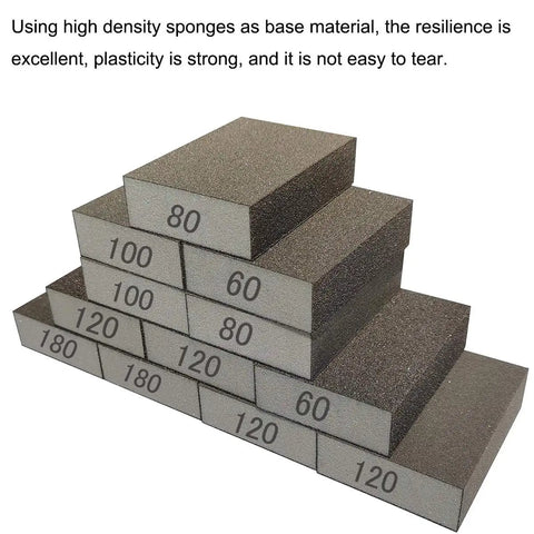 12 Pack Sanding Sponges Assortment, 6 Grits From Coarse To Superfine With 2 Pieces Each, stacked in a pyramid