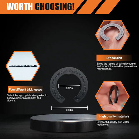 Refrigerator Door Hinge Shim Height Adjustment Kit Four Thicknesses Replacement Parts Set For Samsung And Other Brand Refrigerators Includes Four Pieces For Easy Door Alignment And Reliable Performance with visual detail.