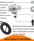 Dryer Drum Bearing Replacement Kit For GE Hotpoint Dryers Includes Drive Belt WE12M29 Bearing Slide WE1M333 details