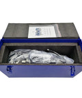 RC-32 Badass Portable Hydraulic Rebar Ripper 110V 3000W Electric Steel Bar Saw in blue storage box with user manual.