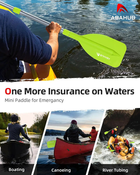 Emergency Telescoping Paddle Adjustable From 21 To 42 Inches Aluminum Shaft Lightweight Oar used on water, close-up view
