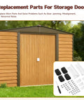 Door Tune-Up Kit For Arrow Shed Sliding Doors Full Replacement Set With 4 Lower Door Guides image, showing parts and screws.