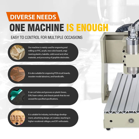 Round Rail 3 Axis Router 6040 Desktop Engraving Machine With 1500W Variable Frequency Spindle Emergency Stop ER11 6mm Collet displayed