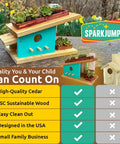 Modern Birdhouse DIY Kit For Kids And Adults Build Your Own Woodworking Craft Easy Fam Bonding Project For Skill Building Creative Woodworking Kit For Home Decor And Fun, showing cedar wood birdhouse with succulents.