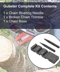 Gubeter complete kit with Three Piece Pocket Chainsaw Breaker Tool Set for Quick Chain Repair and Link Removal Rivets Included.