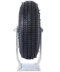 Front view of 10 Inch Pneumatic Caster Wheel With Rigid Plate Mount Built Tough Ball Bearings Steel Hub Five Eighth Inch Bore
