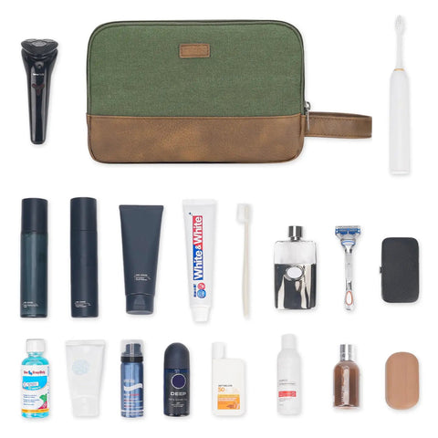 Your Go To Travel Toiletry Bag With Wet Dry Separation, Large Main Compartment, Water Resistant Hanging Dopp Kit For Men Or Women, Green