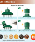 Step-by-step guide to filling the Weight Activated Squirrel Proof Bird Feeder For Outdoors Hanging With 3Lb Capacity And Four Ports.