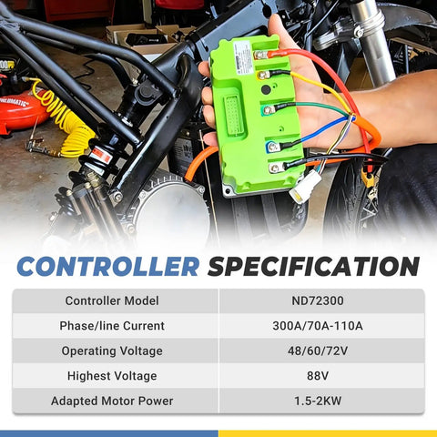72V ND72300 Fardriver Controller For BLDC Motors 300A Programmable High Power Sine Wave Controller Fit For Electric Motorcycle E Bike And Scooter Motors