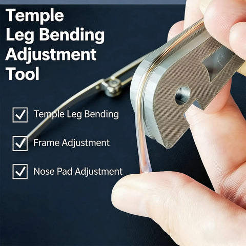 Close-up of Quick Repair Glasses Tool For Fixing Bent Frames And Misaligned Nose Pads For Proper Fit with ergonomic grip