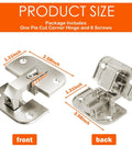 Two Pack Pie Cut Corner Cabinet Hinge front and back view with adjustable concealed door hinge 343.90.710 style fits Grass 975 and Mepla SSP 17 19 21 lazy Susan corner cabinet hinges durable nickel plated rust resistant easy install