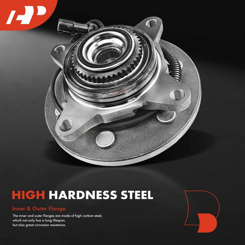 Front Wheel Bearing And Hub Assembly With ABS For Ford F 150 F150 2005 2006 2007 2008 And Lincoln Mark LT 2006 2007 2008 6 Lug 4WD AWD Replacement Kit Direct Fit, close-up of high hardness steel components