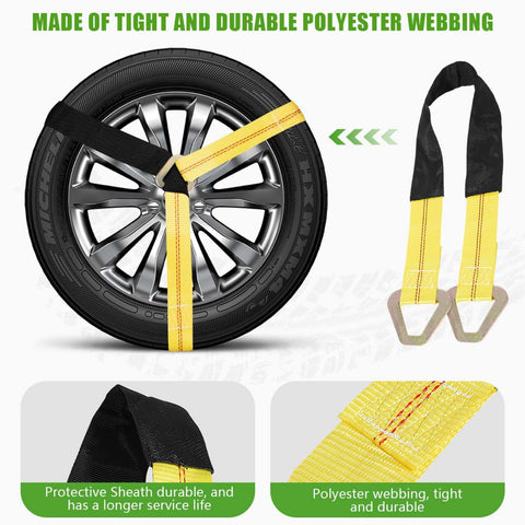 2 Pack 36 Inch By 2 Inch Axle Tie Down Straps With Protective Sleeves And D Rings, heavy duty straps on car tire