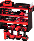 Power Tool Rack With Adjustable Height Wall Mount Red Tool Storage Organizer For Pegboard And Side Mount Garage, Heavy Duty 280 Lbs Capacity display